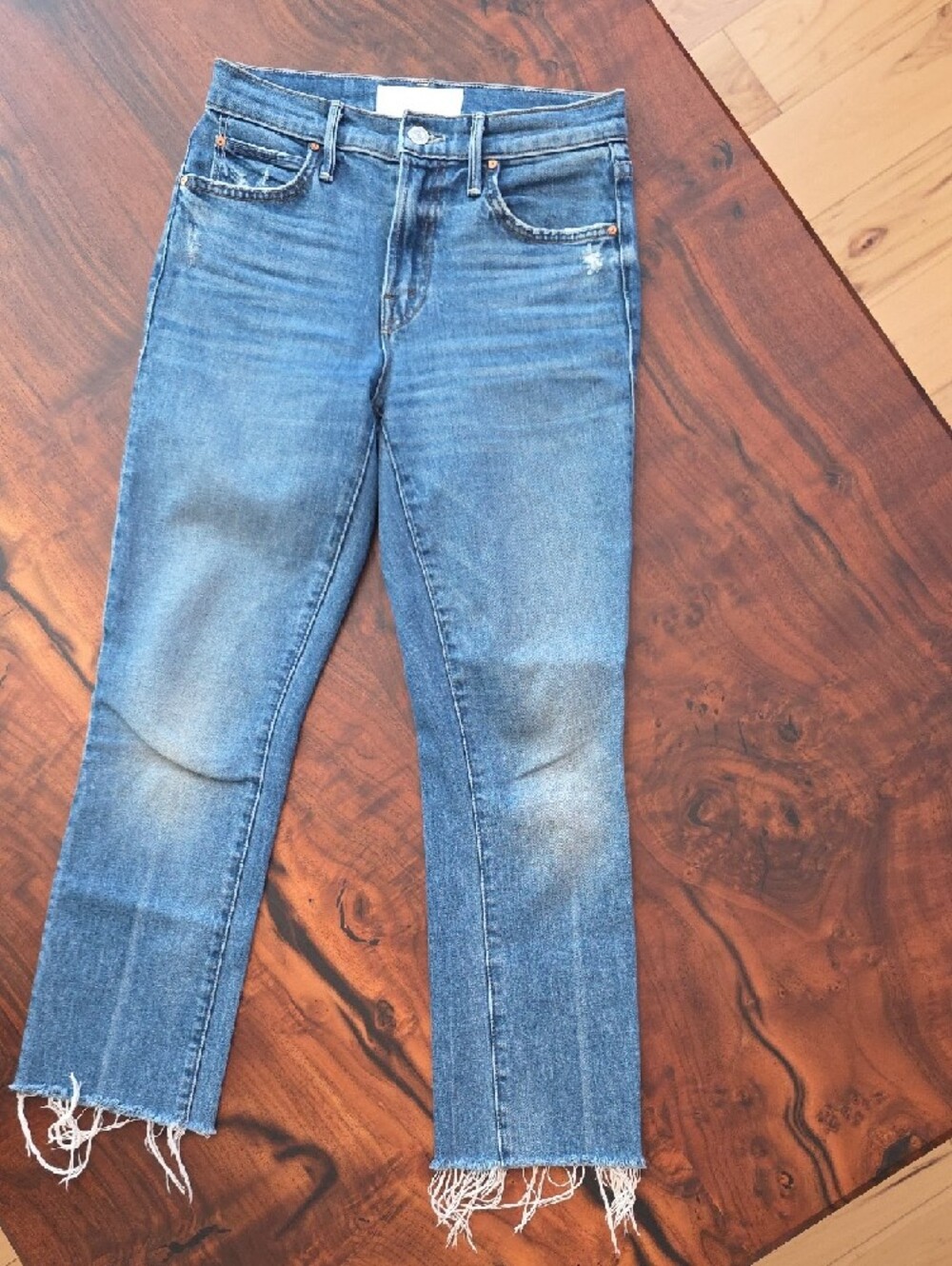 MOTHER🔥SUPERIOR🔥 Blue Cropped Straight Jeans with Frayed Hem🔥SZ25🔥